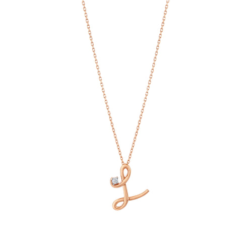 0.03 Karat Diamante L Harf Collana