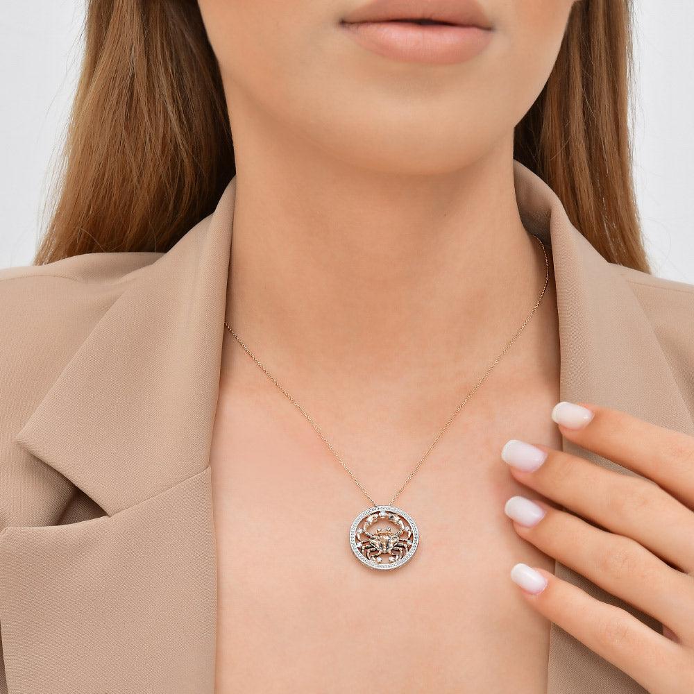 0.08 Karat Diamante Yengeç Burcu Collana