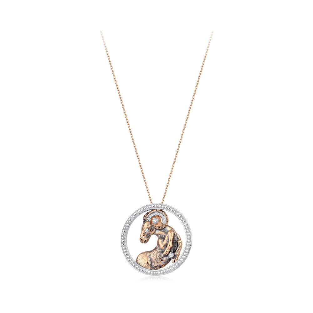 0.06 Karat Diamante Koç Burcu Collana