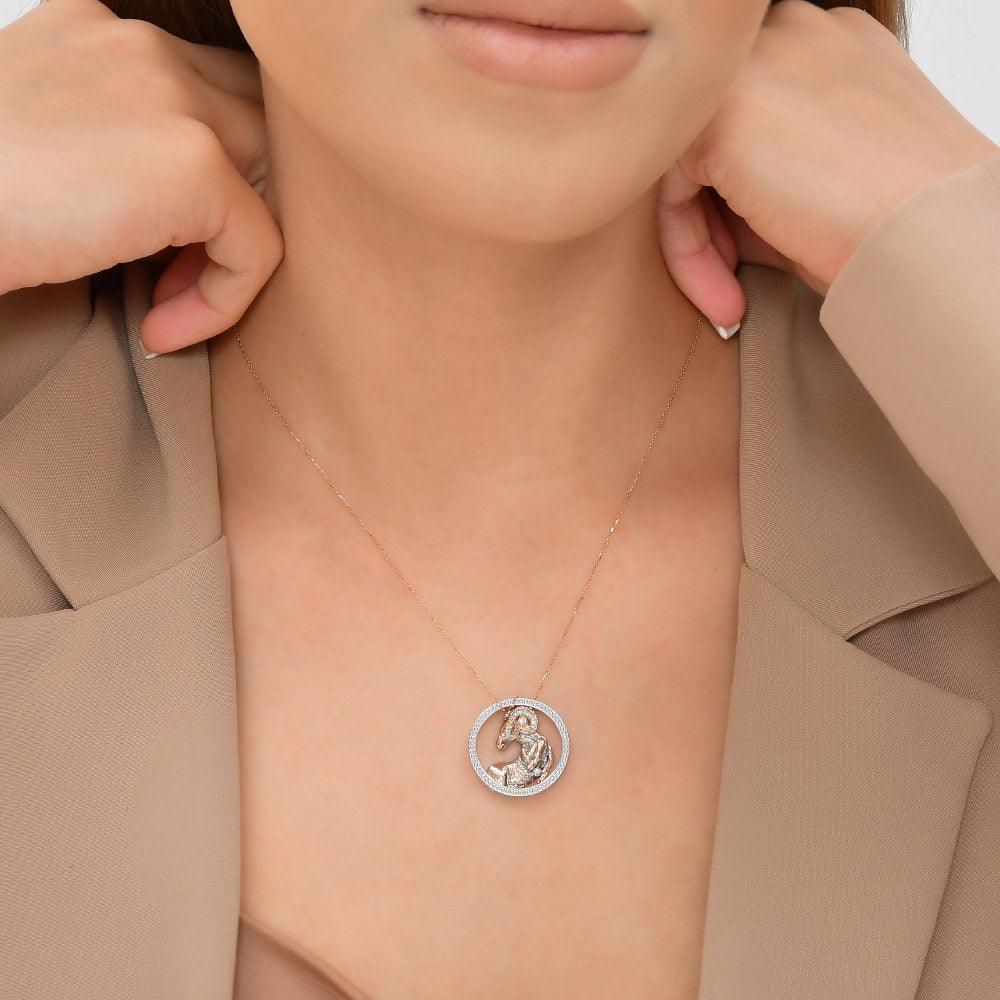 0.06 Karat Diamante Koç Burcu Collana