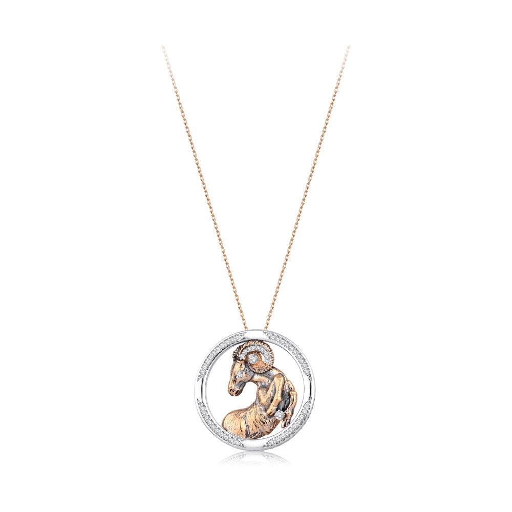 0.26 Karat Diamante Koç Burcu Collana