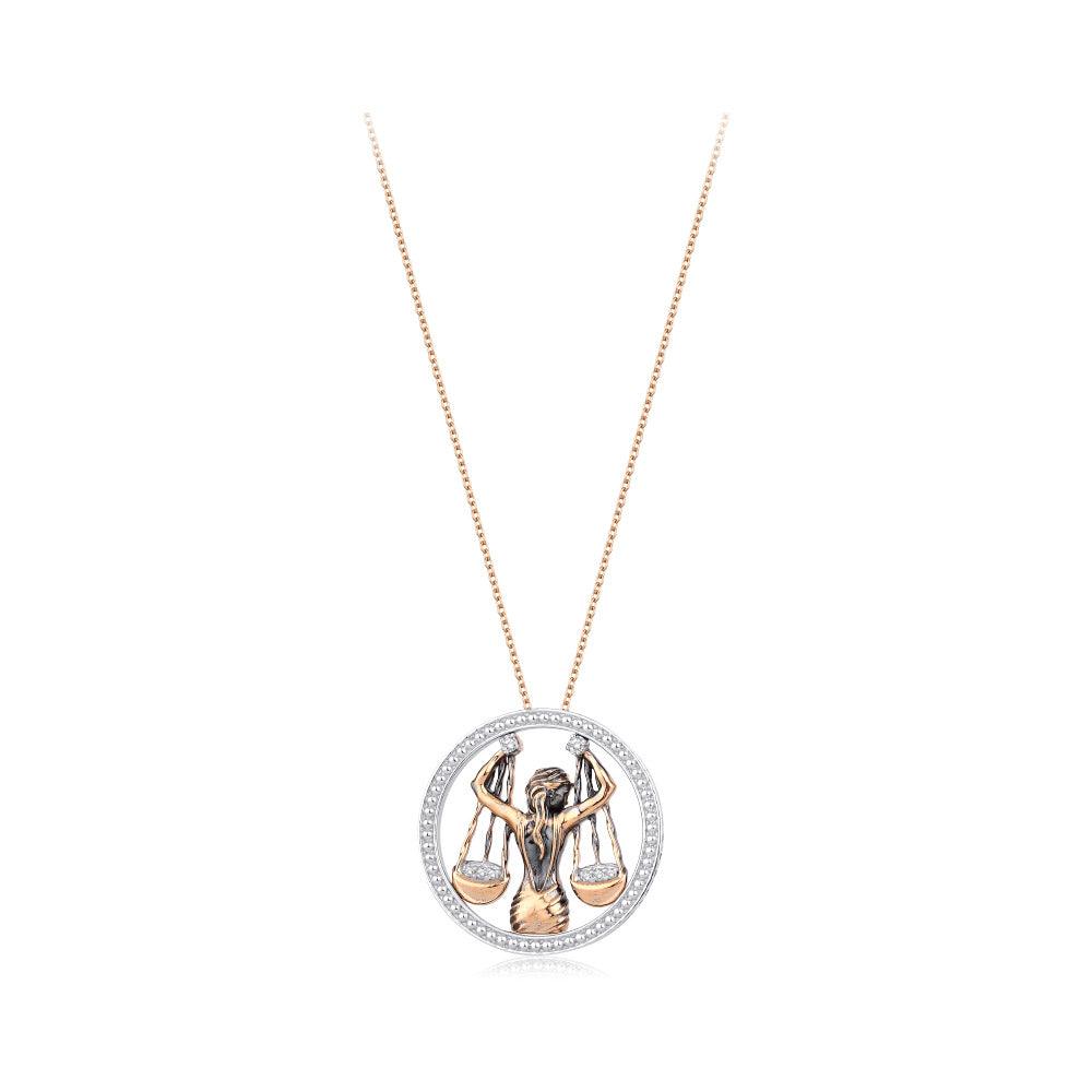 0.07 Karat Diamante Terazi Burcu Collana