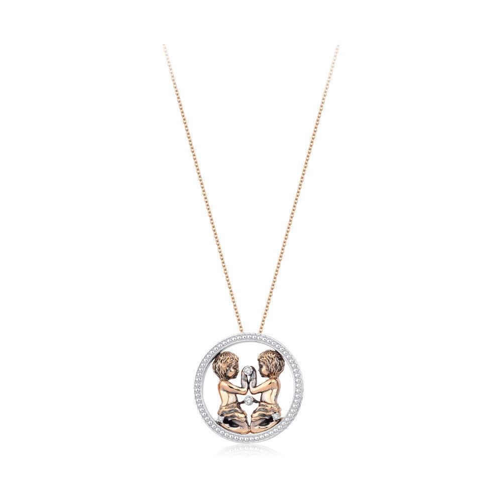 0.04 Karat Diamante İkizler Burcu Collana
