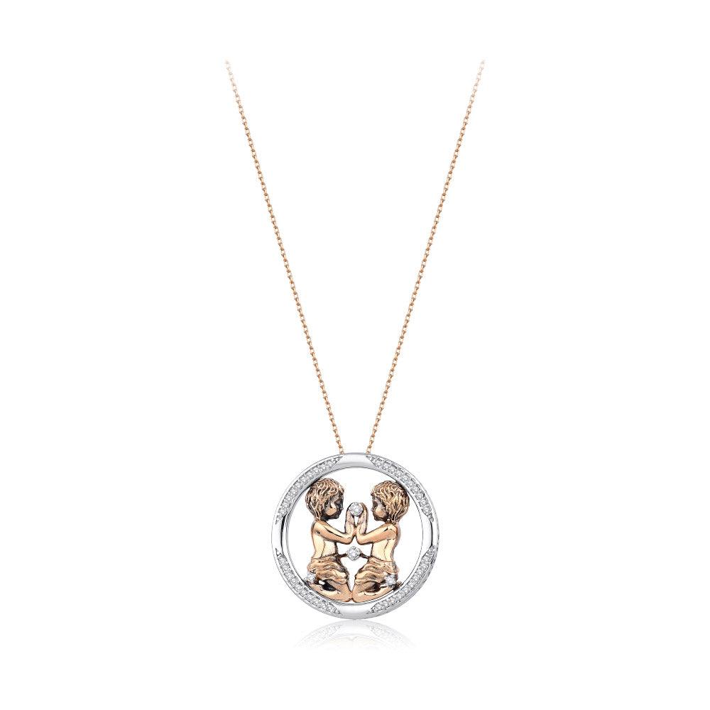 0.24 Karat Diamante İkizler Burcu Collana