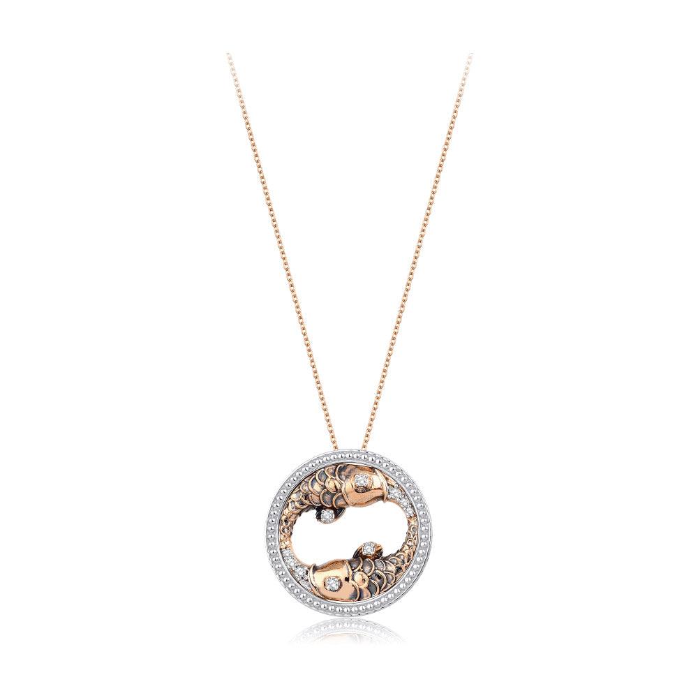0.13 Karat Diamante Balık Burcu Collana