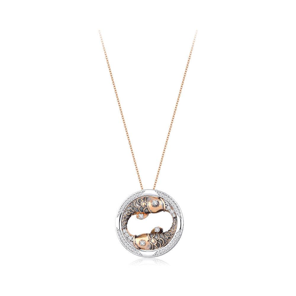 0.33 Karat Diamante Balık Burcu Collana