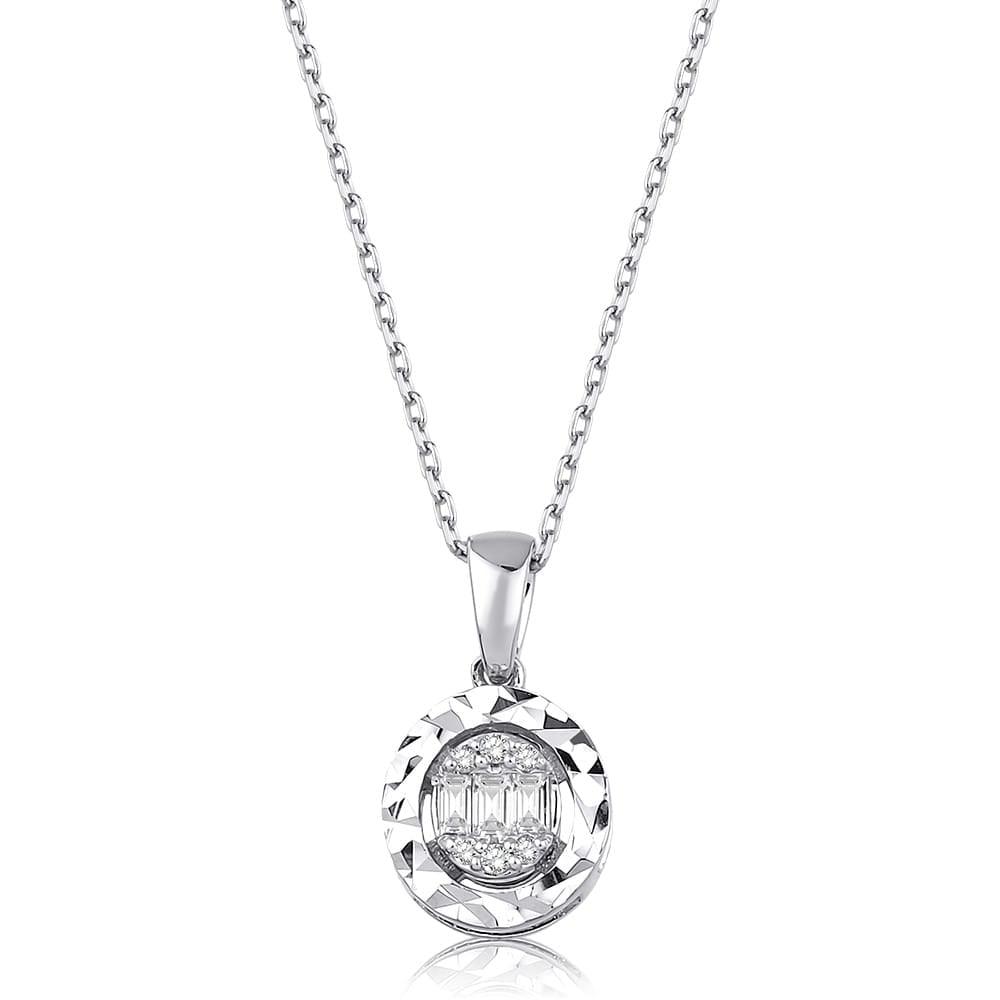 0.06 Karat Laranj Baget Diamante Collana