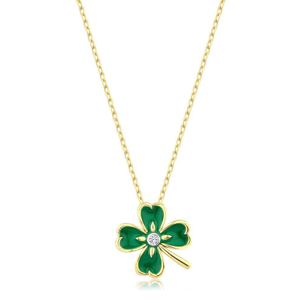 0.02 Karat Diamante Yonca Collana