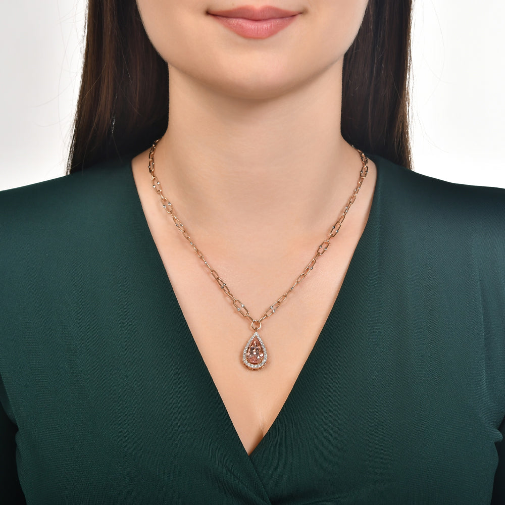 6.61 Karat Cherry Morganite Pırlanta Kolye