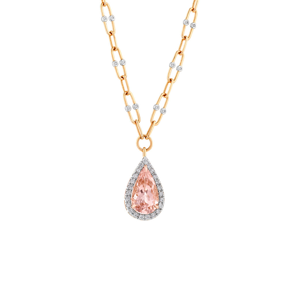 6.61 Karat Cherry Morganite Pırlanta Kolye