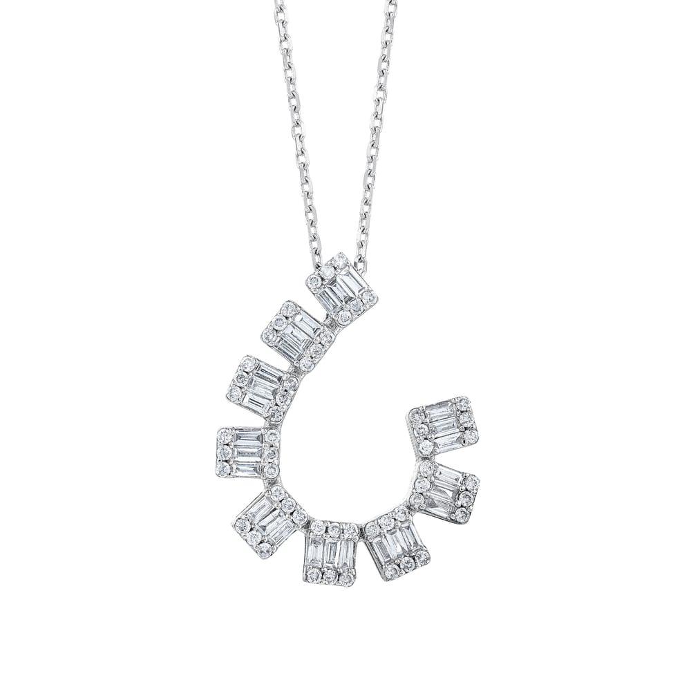 0.63 Karat Media Baget Diamante Collana