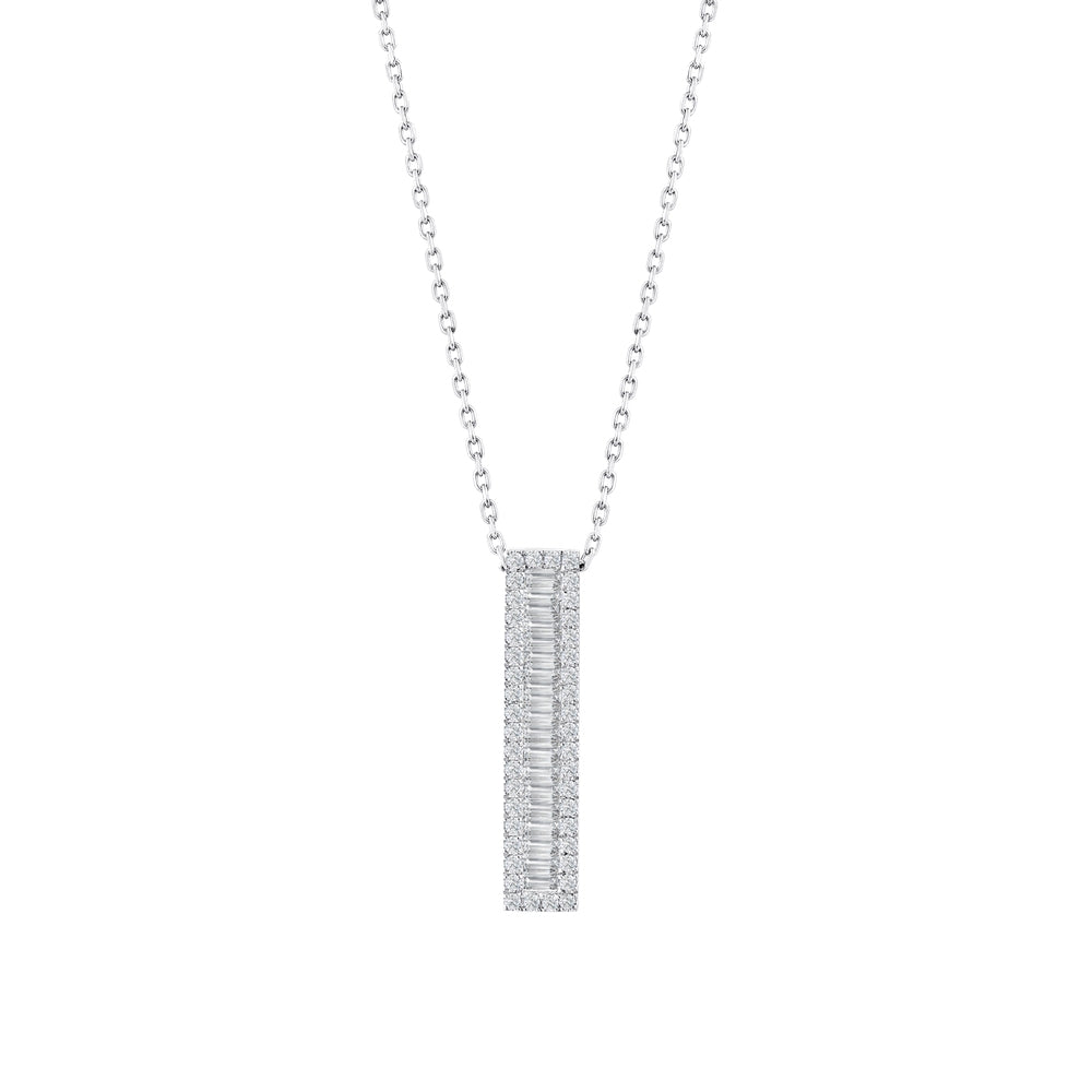 0.43 Karat Recta Baget Diamante Collana