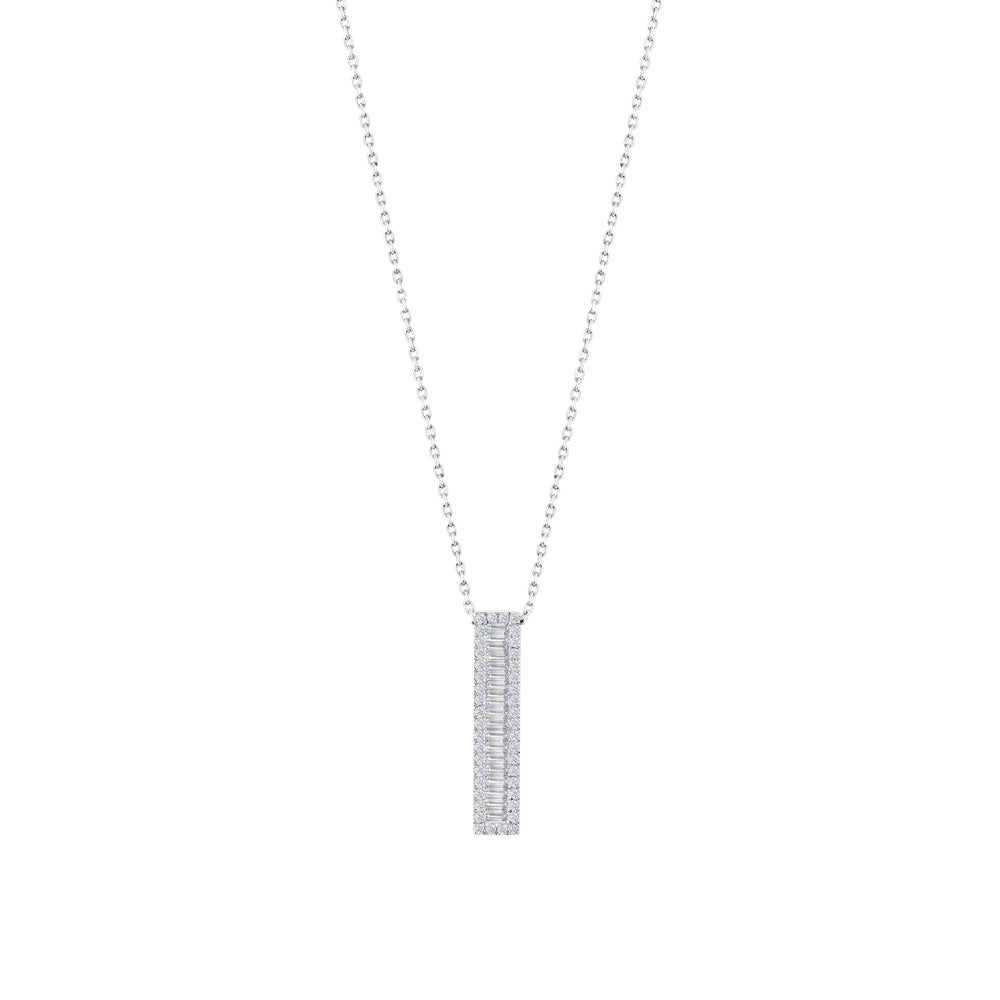 0.43 Karat Recta Baget Diamante Collana