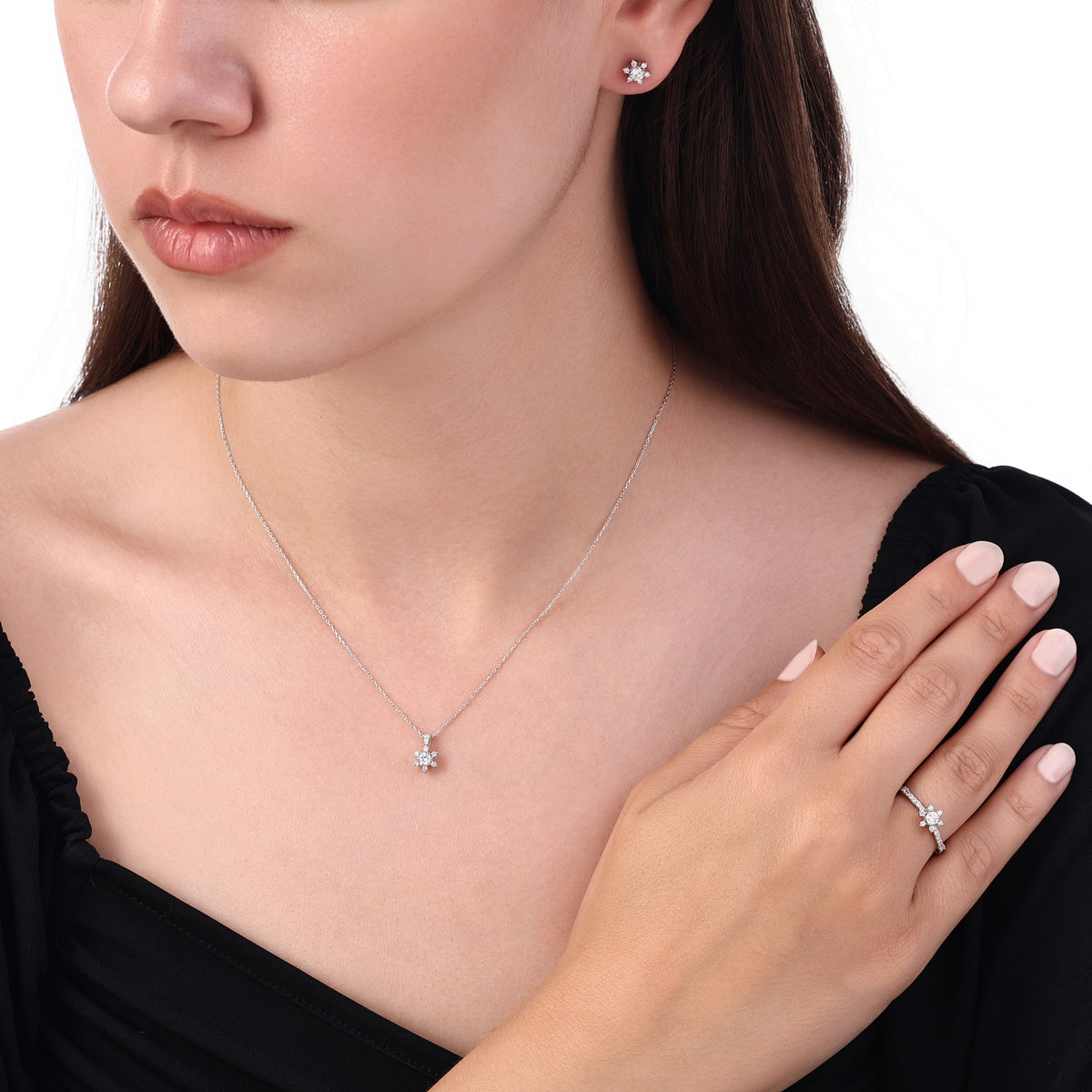 Collana Flora diamante da 0,21 carati
