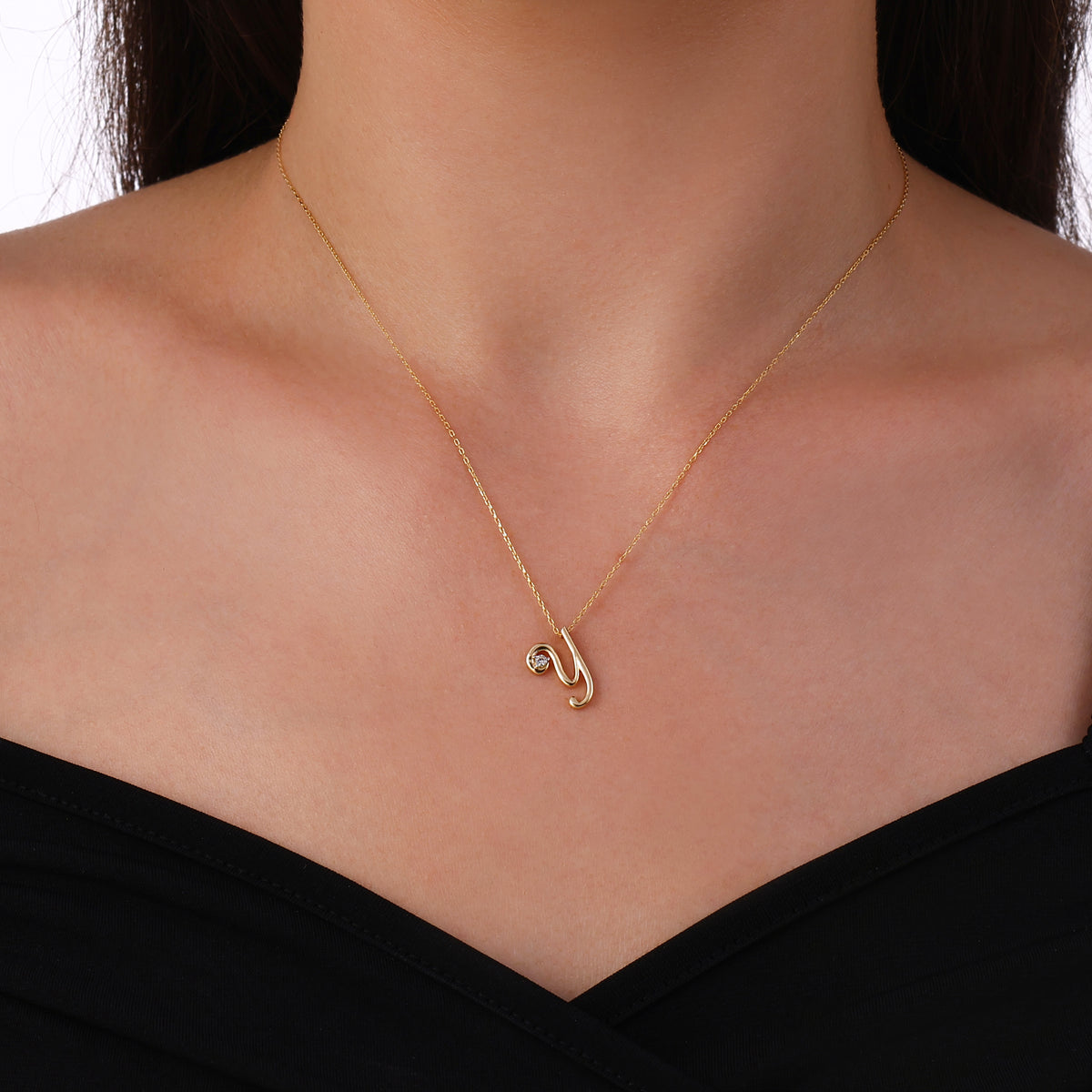 0.03 Karat Diamante Y Harf Collana