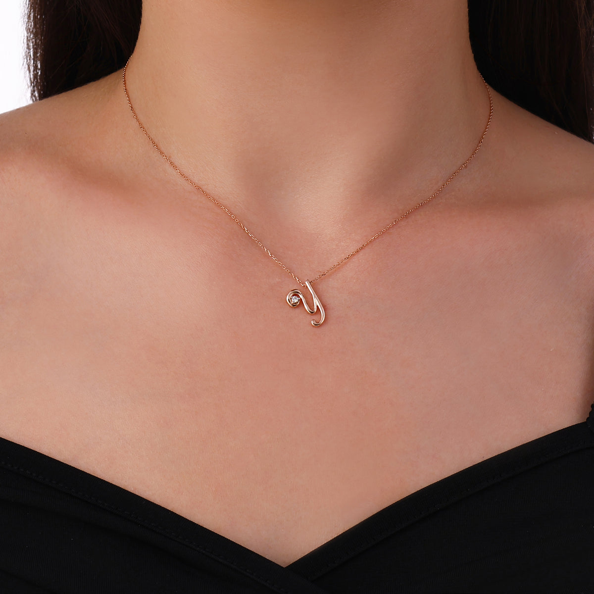 0.03 Karat Diamante Y Harf Collana