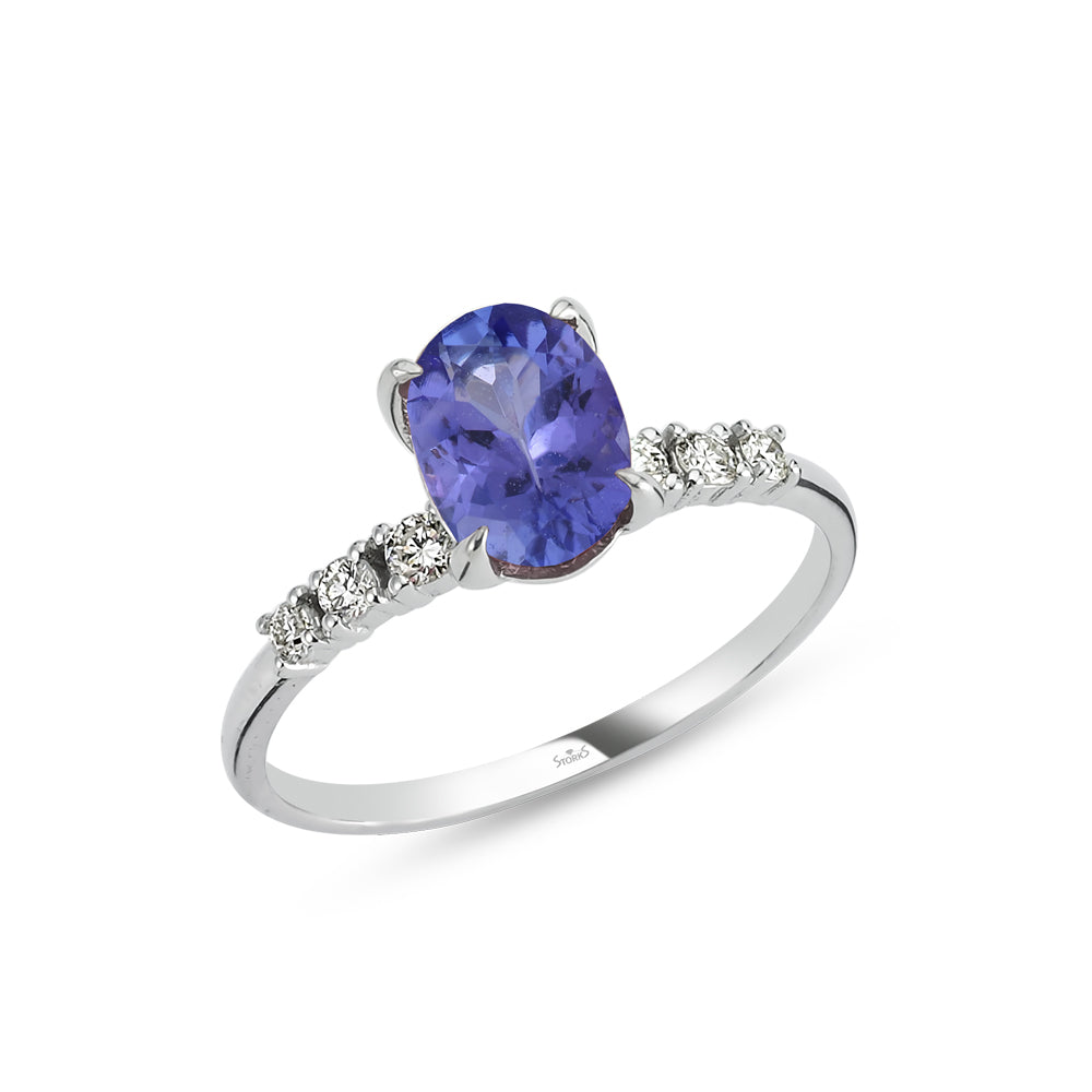 1.32 Karat ovale Tanzanit Diamante Anello
