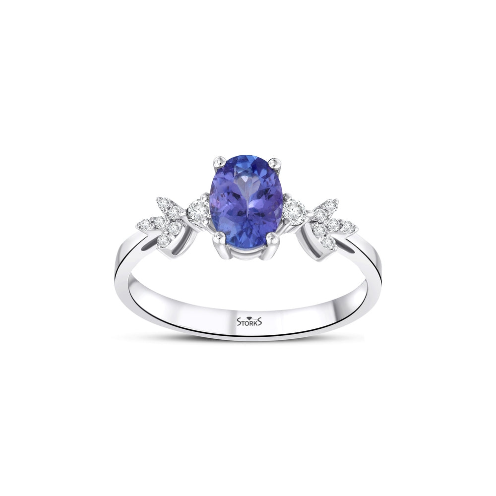 1.00 Karat Tanzanit Diamante Anello