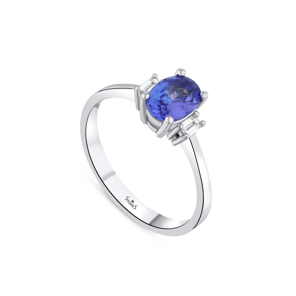 0.90 Karat Tanzanit Diamante Anello
