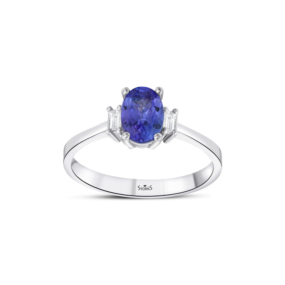 0.90 Karat Tanzanit Diamante Anello