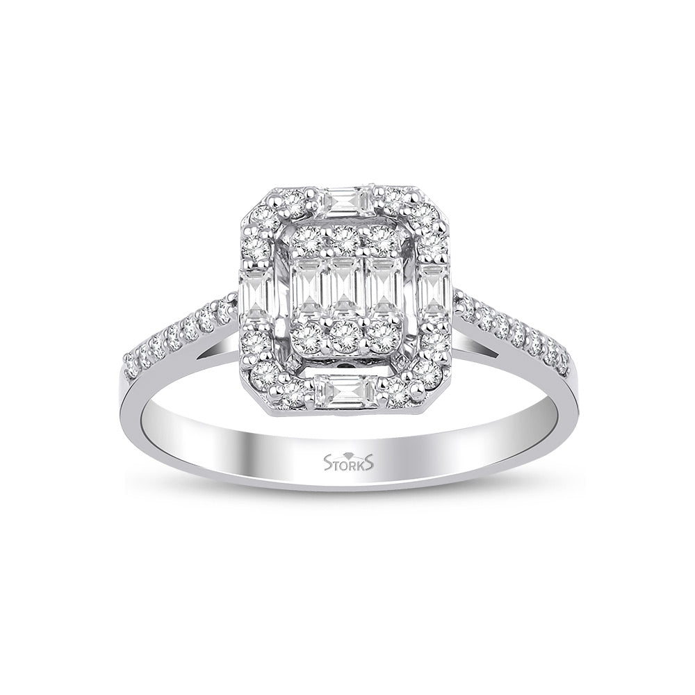 0.44 Karat Victoria Baget Diamante Anello