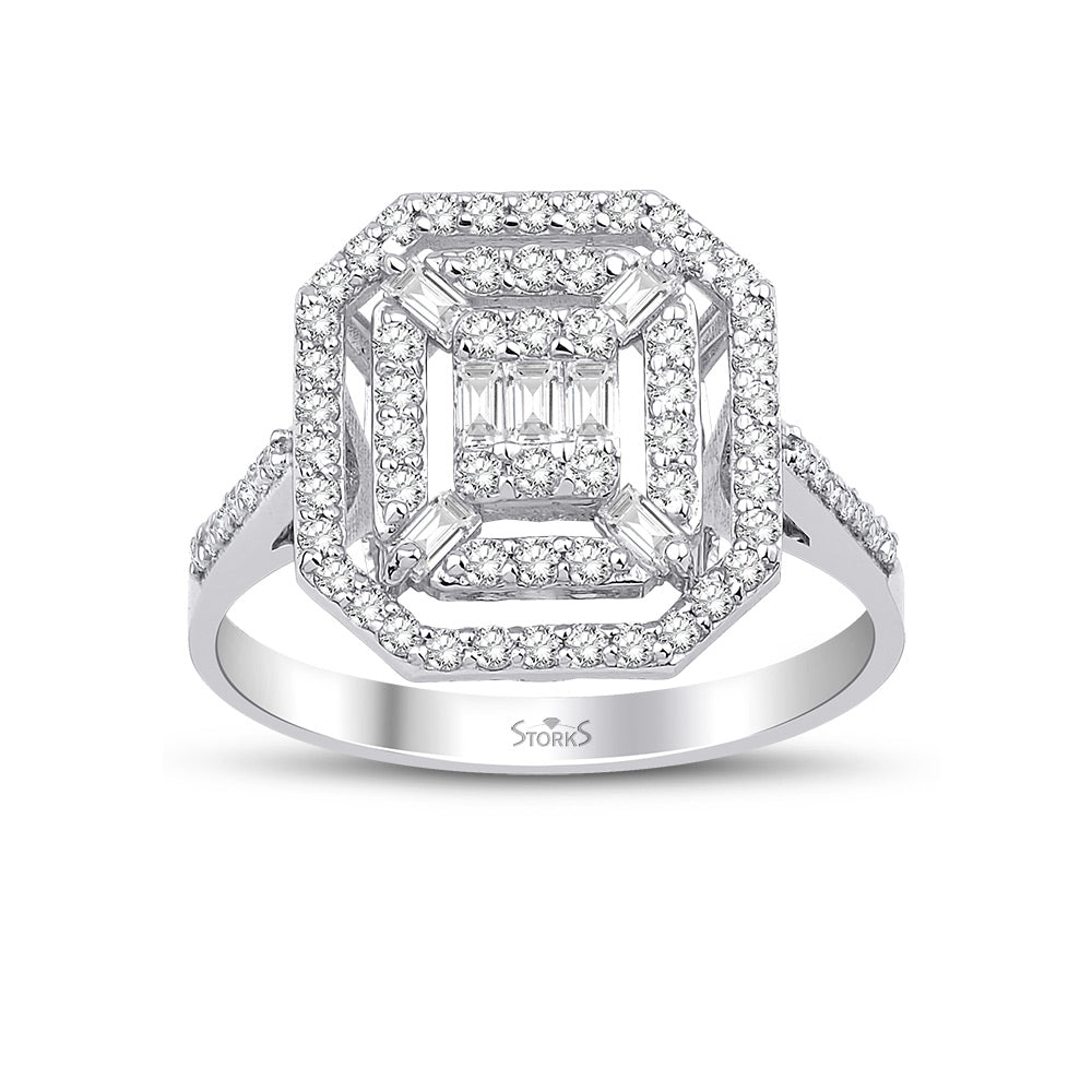 0.58 Karat June Baget Diamante Anello