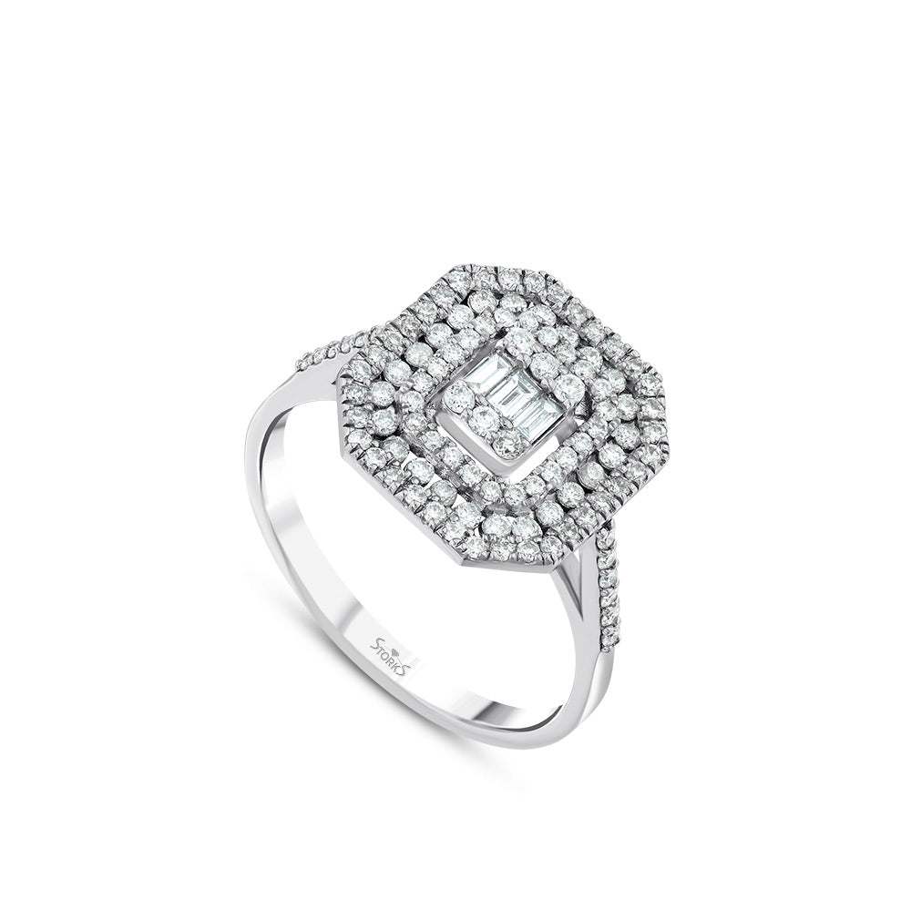 0.65 Karat Grace Baget Diamante Anello