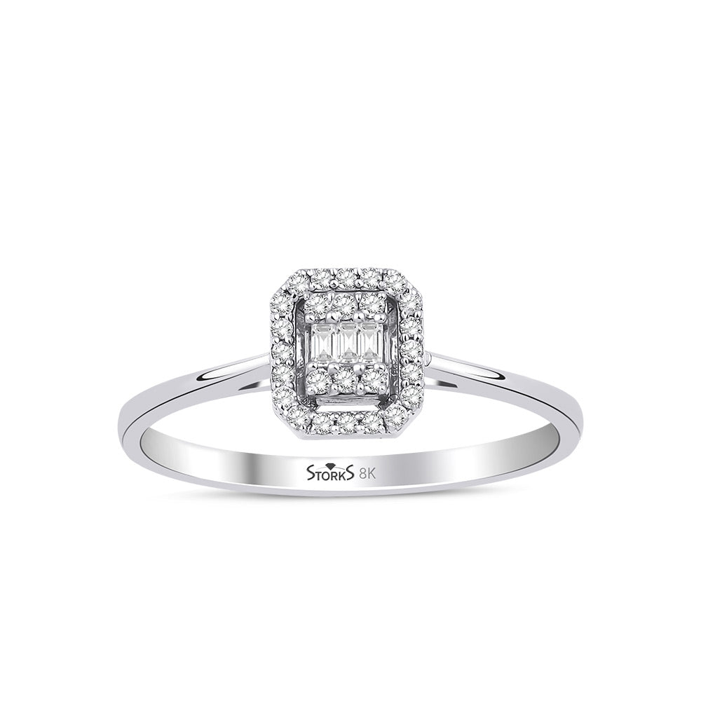 0.15 Karat Laranj Baget Diamante Anello