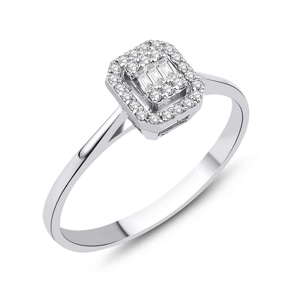 0.15 Karat Laranj Baget Diamante Anello