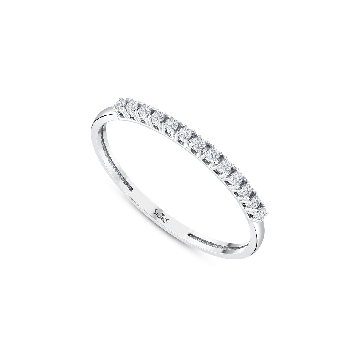0.09 Karat Laranj Yarımtur Diamante Anello