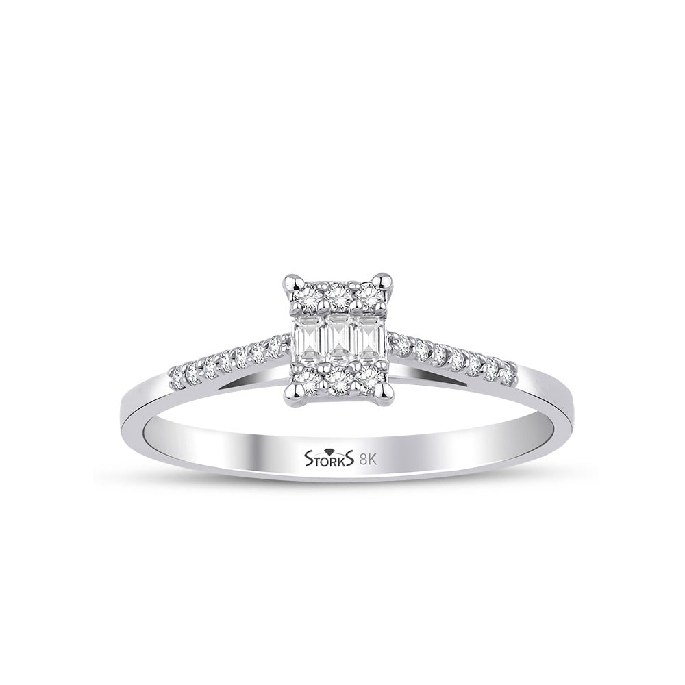 0.15 Karat Laranj Baget Diamante Anello