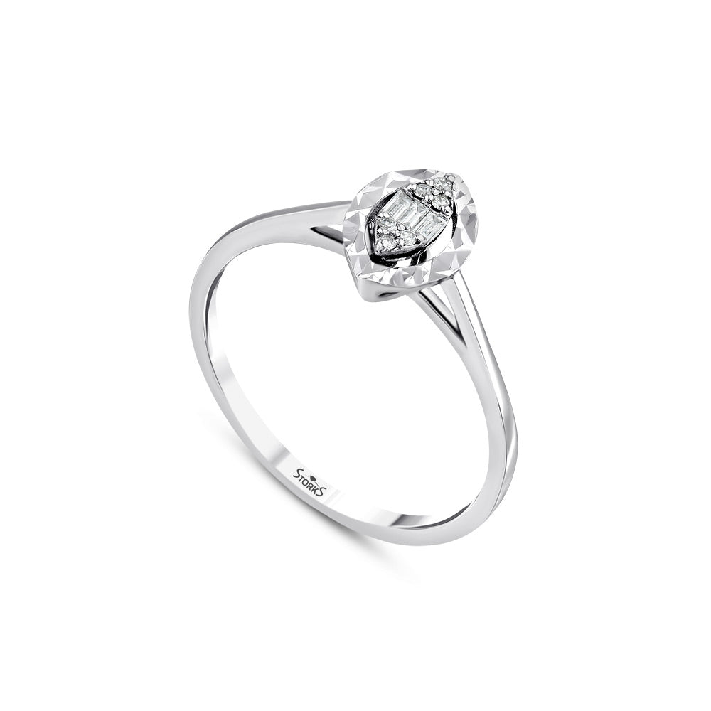 0.07 Karat Eva Diamante baguette Anello