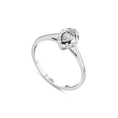 0.07 Karat Eva Diamante baguette Anello
