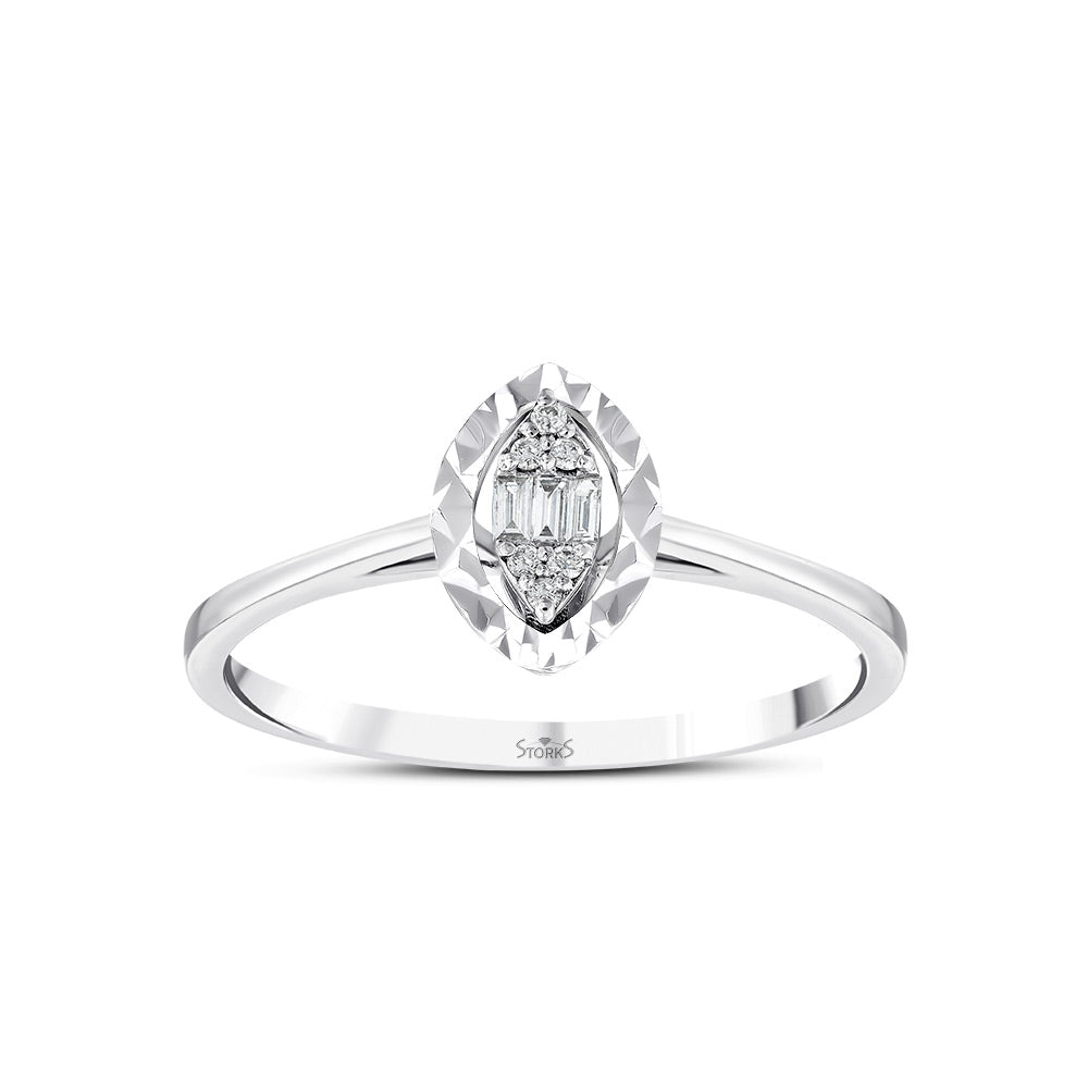 0.07 Karat Eva Diamante baguette Anello