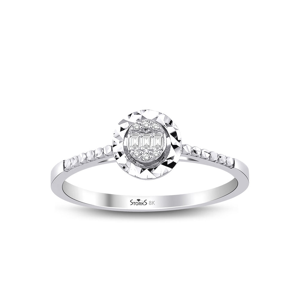 0.07 Karat Laranj Baget Diamante Anello
