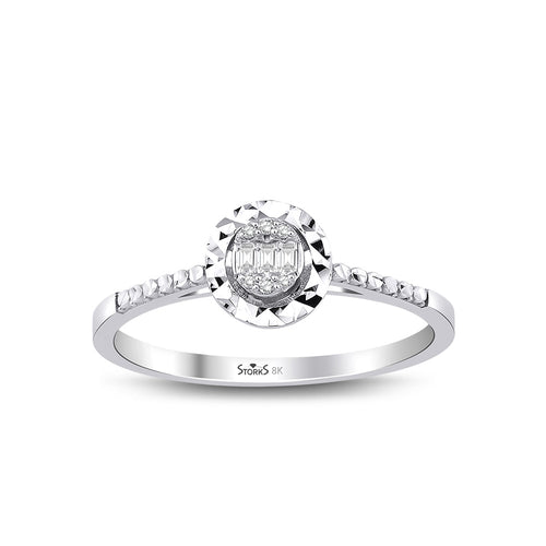 0.07 Karat Laranj Baget Diamante Anello