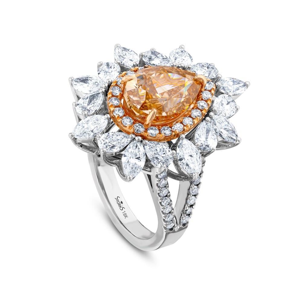 3.08 Karat Brown Diamante Anello