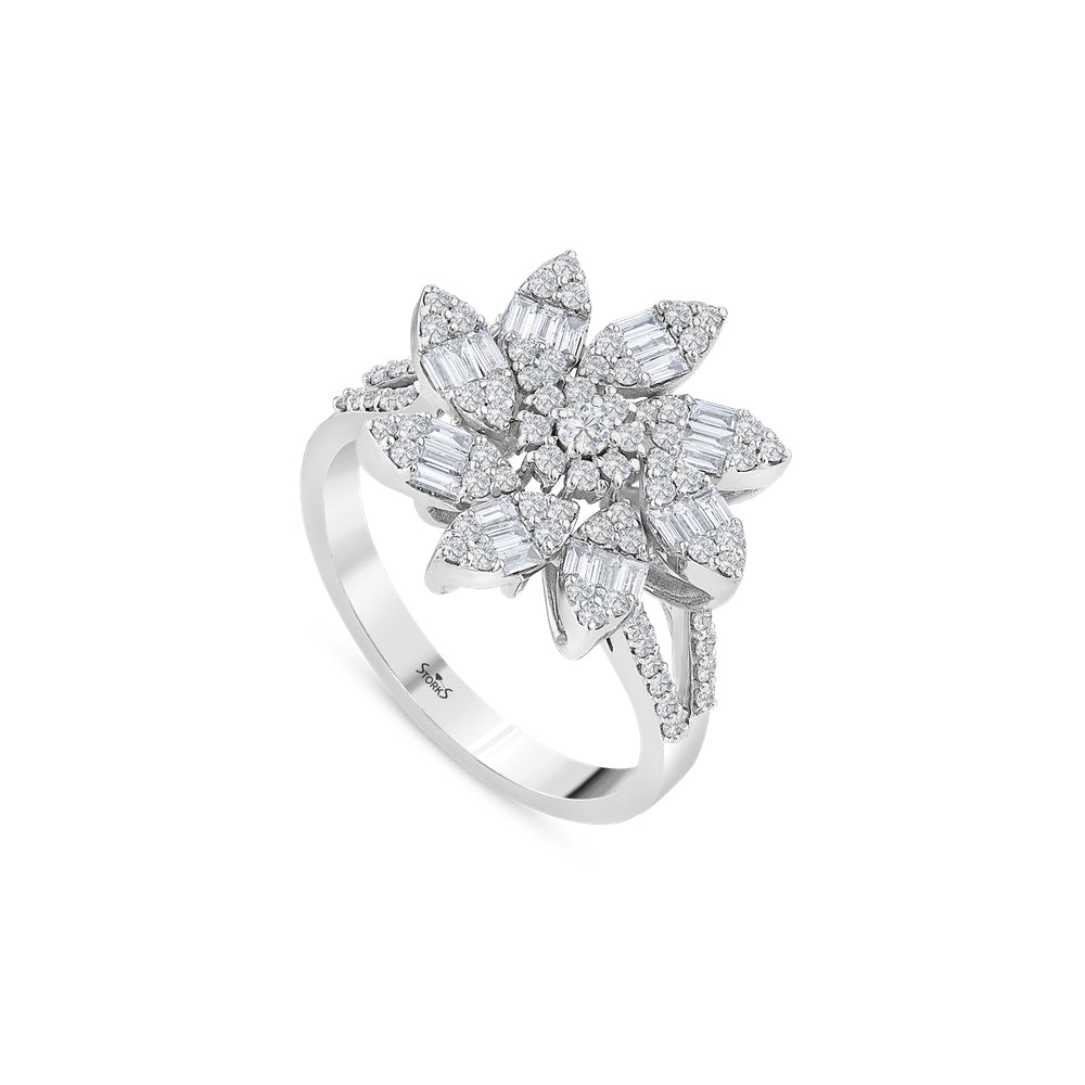 0.94 Karat Baget Çiçek Diamante Anello