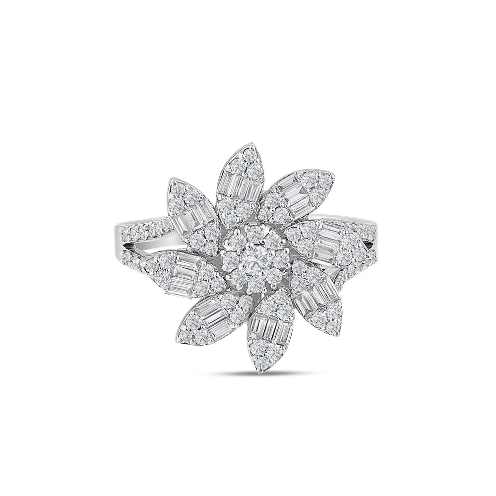 0.94 Karat Baget Çiçek Diamante Anello