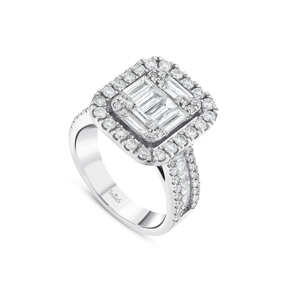 1.99 Karat Baget Diamante Anello