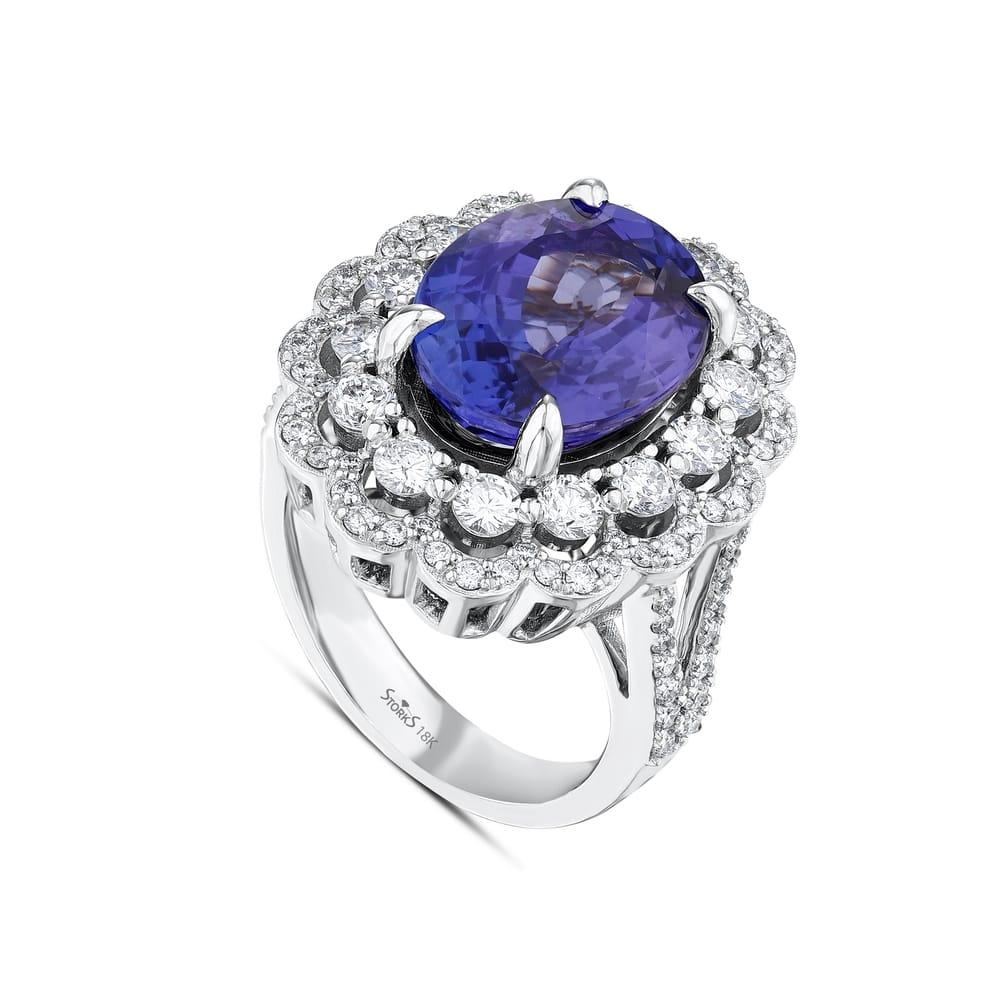 9.15 Karat Tanzanit Diamante Anello