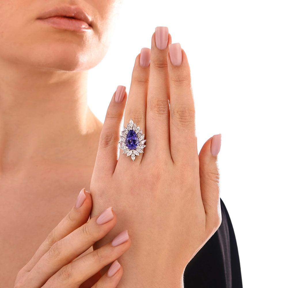9.10 Karat Tanzanit Diamante Anello