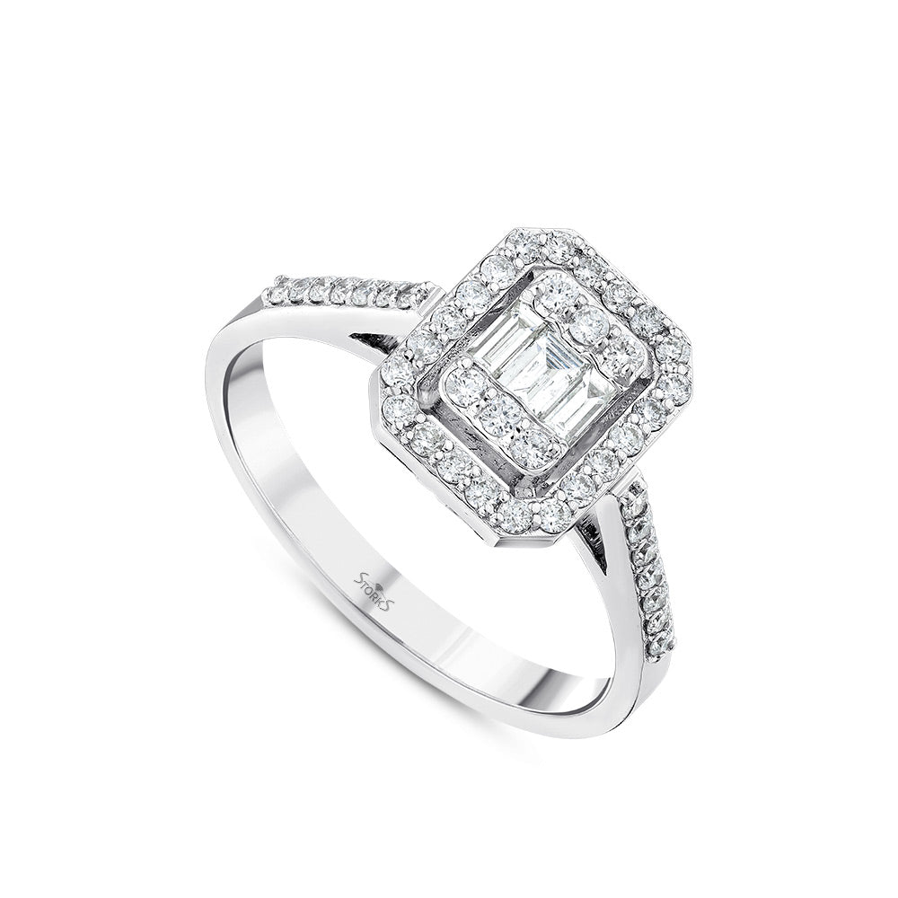 0.46 Karat Nova Baget Diamante Anello
