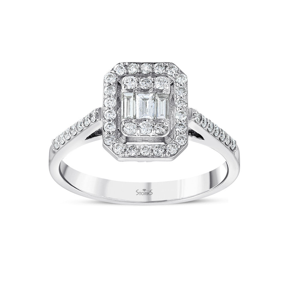0.46 Karat Nova Baget Diamante Anello