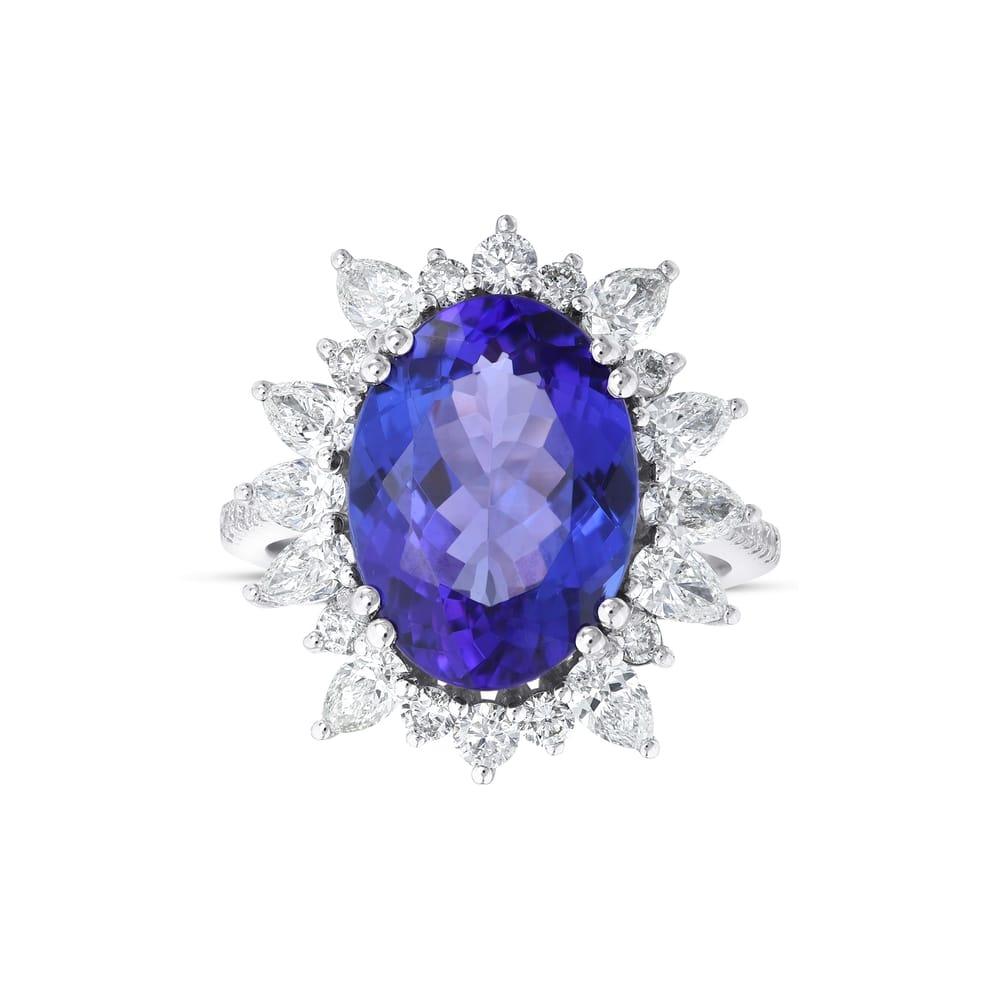 7.85 Karat Tanzanit Diamante Anello