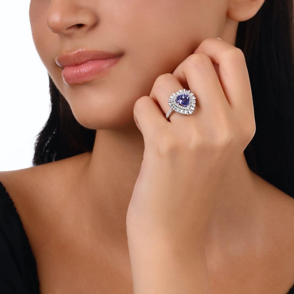 2.70 Karat Tanzanit Diamante Anello