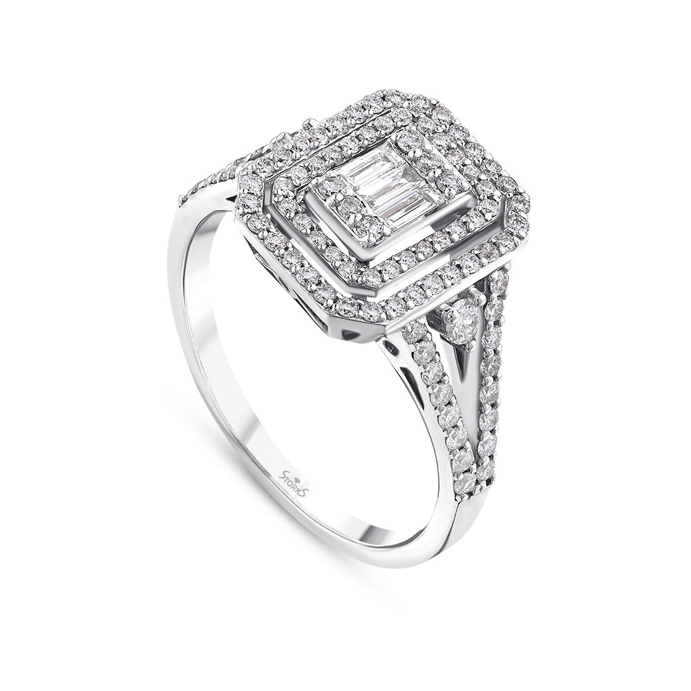 0.91 Karat Evelyn Baget Diamante Anello