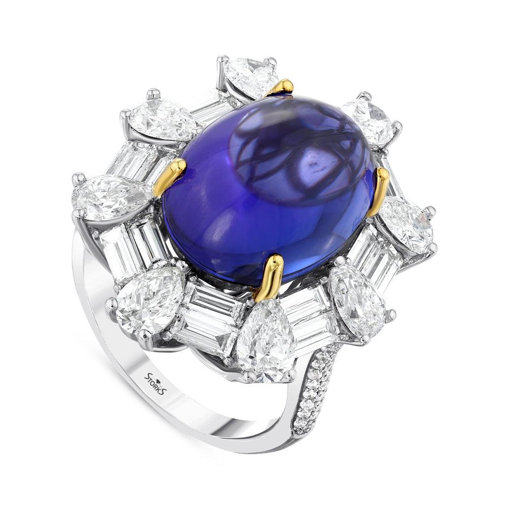 18.69 Karat Tanzanit Diamante Anello