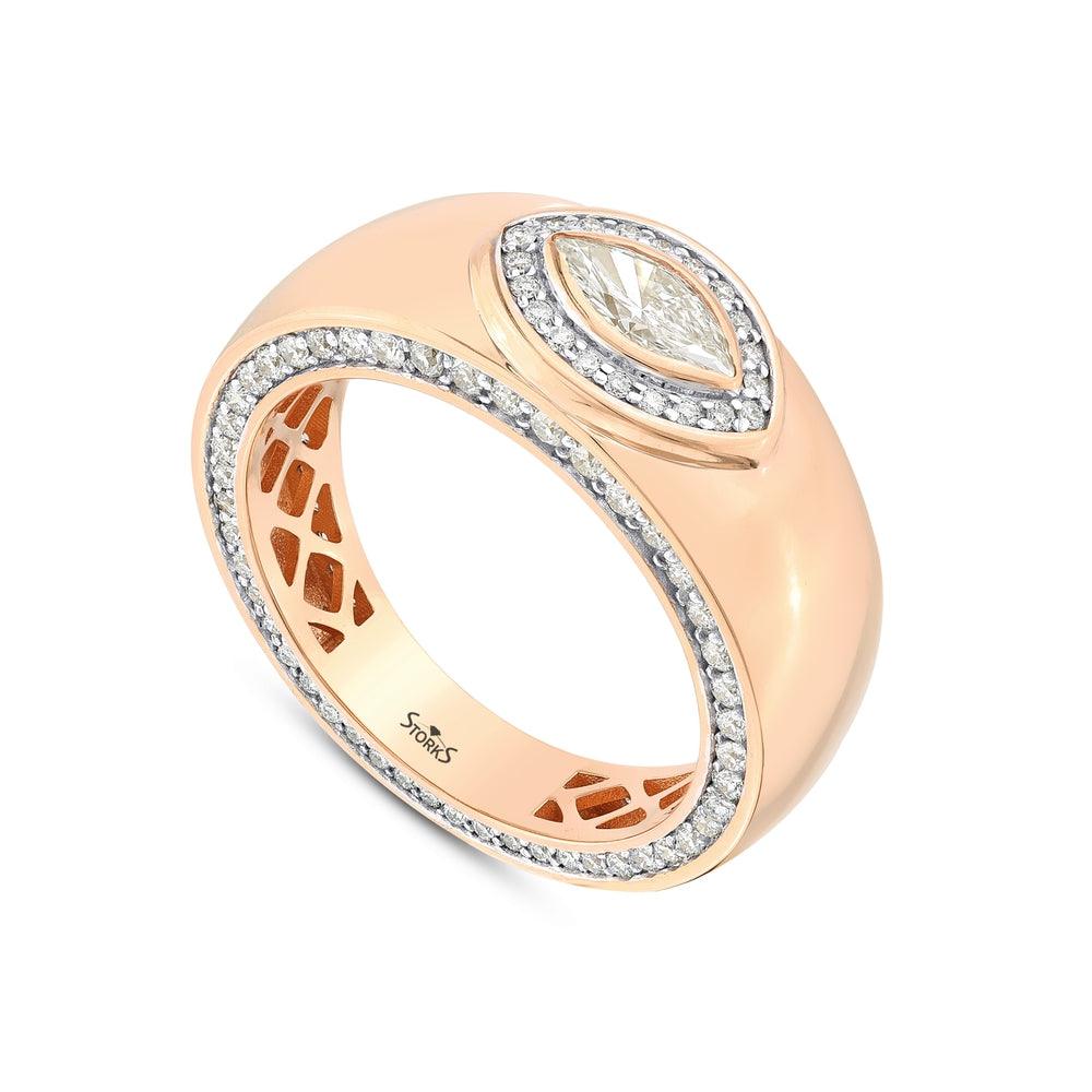 1.16 Karat Diamante Markiz Anello