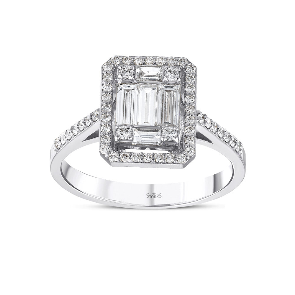 0.72 Karat Magnolia Baget Diamante Anello